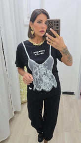 T-shirt Pizzo Nera